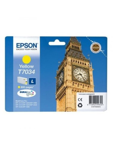 Epson originál ink C13T70344010, L, yellow, 800str., Epson WorkForce Pro WP4000, 4500 series