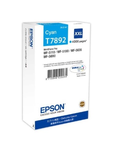 Epson originál ink C13T789240, T789, XXL, cyan, 4000str., 34ml, 1ks, Epson WorkForce Pro WF-5620DWF, WF-5110DW, WF-5690DWF