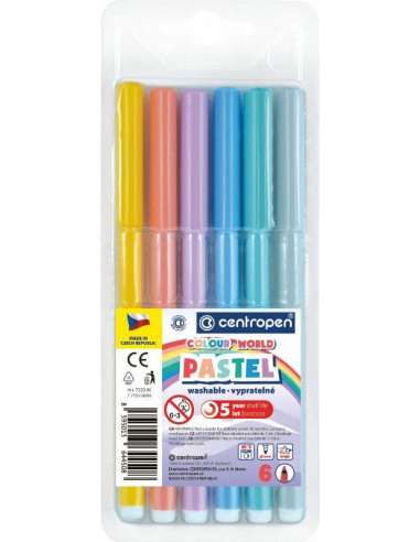 Centropen 7550/  6, 1,0 súprava Pastel vyprateľných popisovačov