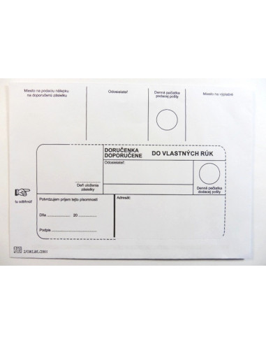 Poštové doručenky B6 3S25B3WB00 doporučene DVR BOD biele