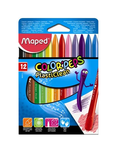 Voskovky MAPED Color Peps PlastiClean 1/12 farebné ceruzky