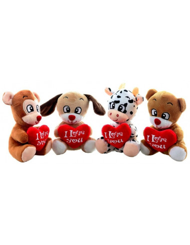 Zvieratká plyšové Safari so srdcom "I Love You" 14cm - náhodné