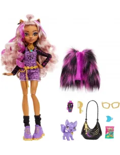 Mattel Monster High Clawdeen Wolf Doll With Purple Streaked Hair And Pet Dog