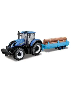 Bburago 1:32 Traktor New Holland s vlečkou na drevo 